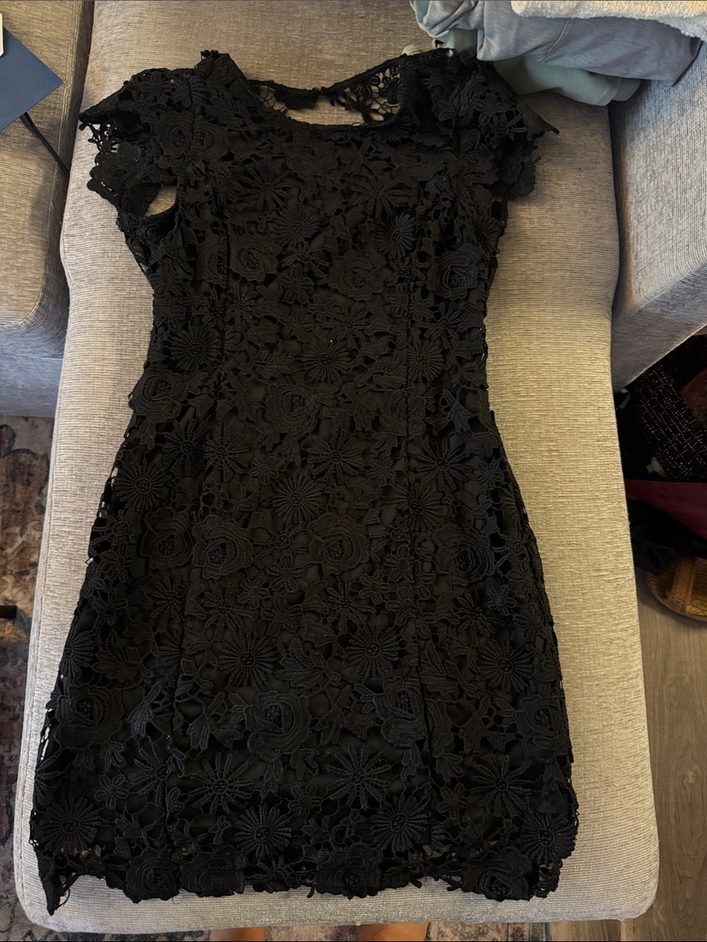 Lulu's Black Floral Lace Mini Dress